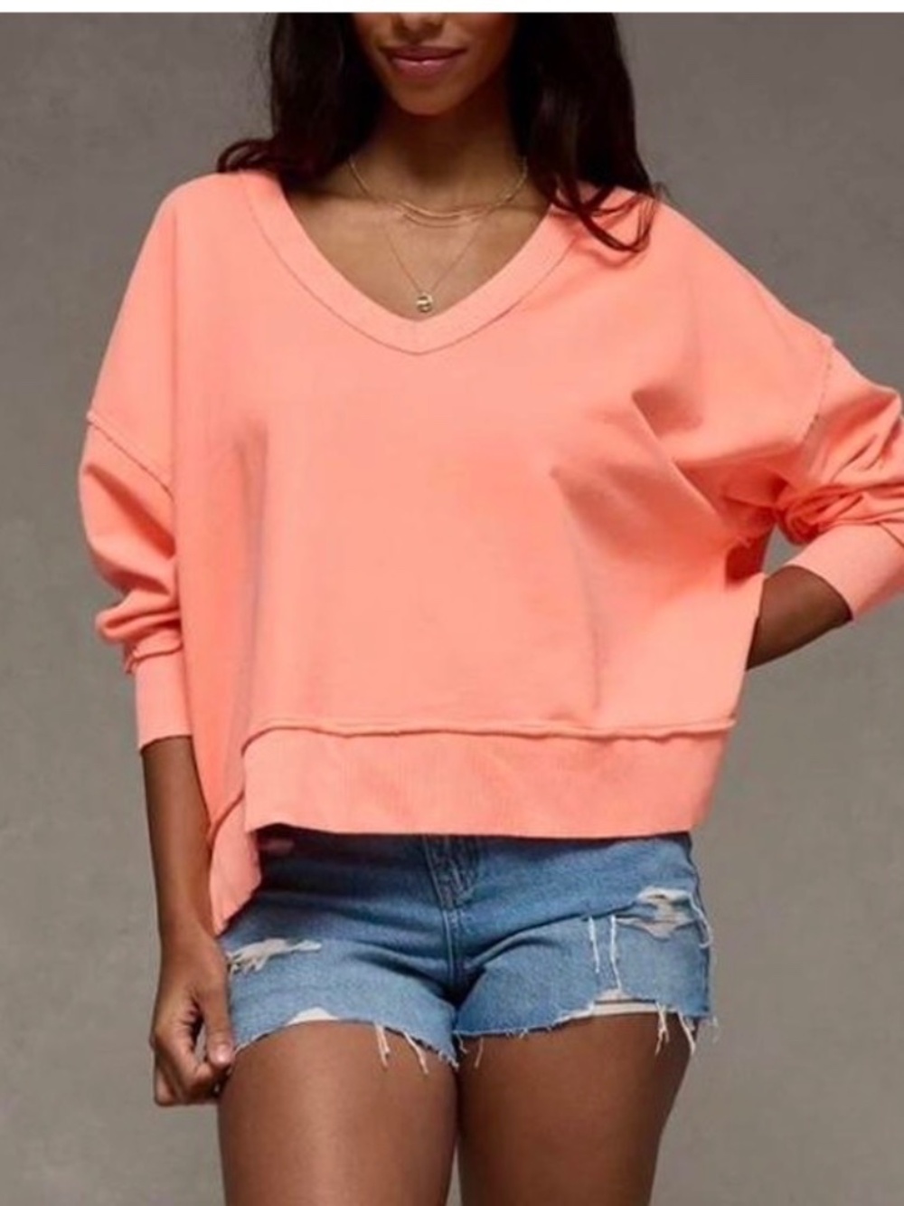 NWT AE American Eagle Big Hug V-Neck Sweatshirt, M